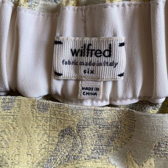 Aritizia Wilfred Flower Jacquard Yellow Silk Pull On Shorts Size 6 - Picture 10 of 12